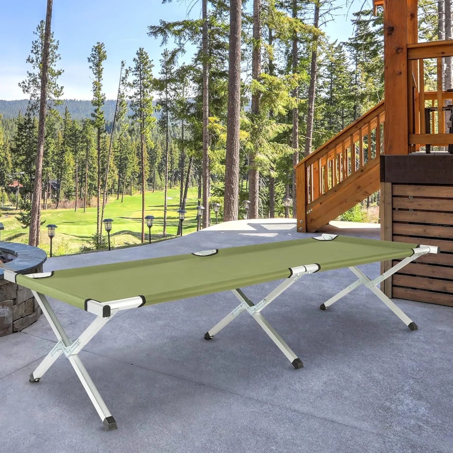Folding Camping Cot,Outdoor Portable Camp Bed, Sleeping Cots with Carry Bag Green