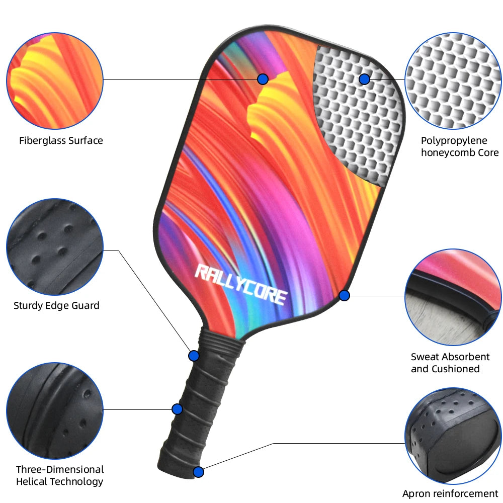 Pickleball Paddles Set of 2, Fiberglass Surface for Enhanced Power & Control, Includes 2 Paddles, 4 Balls and Pickleball Bag, Be