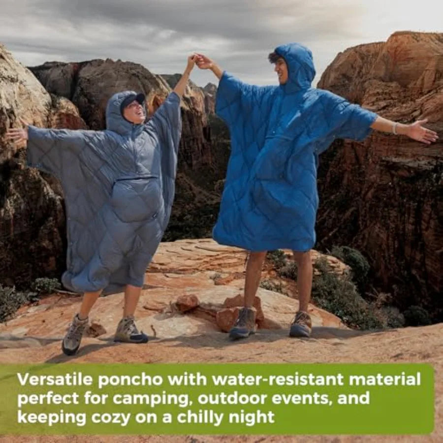 Wearable Sleeping Bag Recycled Water-Resistant Camping Blanket Poncho Ultralight Packable Stadium Blanket for Outdoor