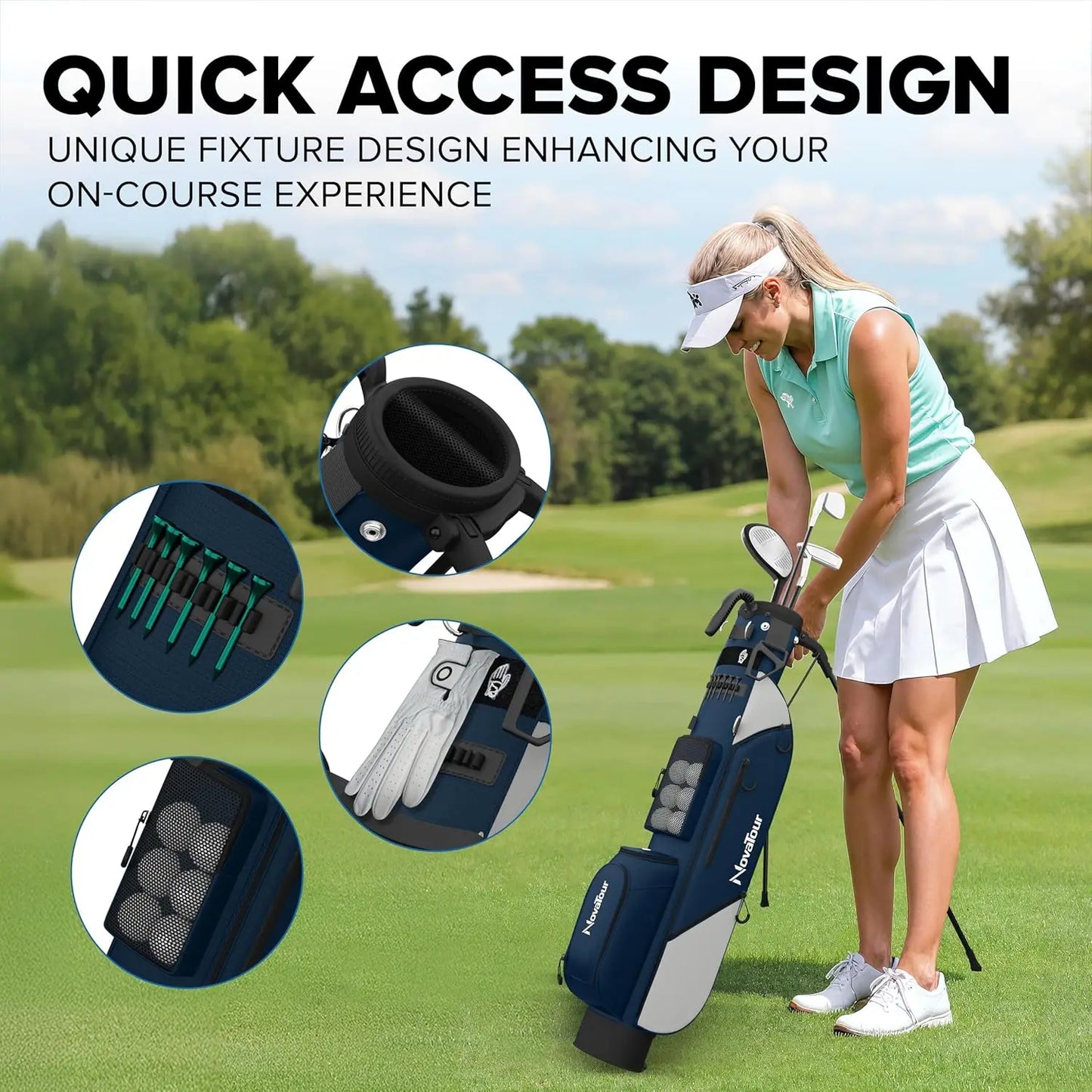 Ultra Lightweight Par 3 Golf Bag with Double Strap and 6 Zippered Pockets for Executive Courses