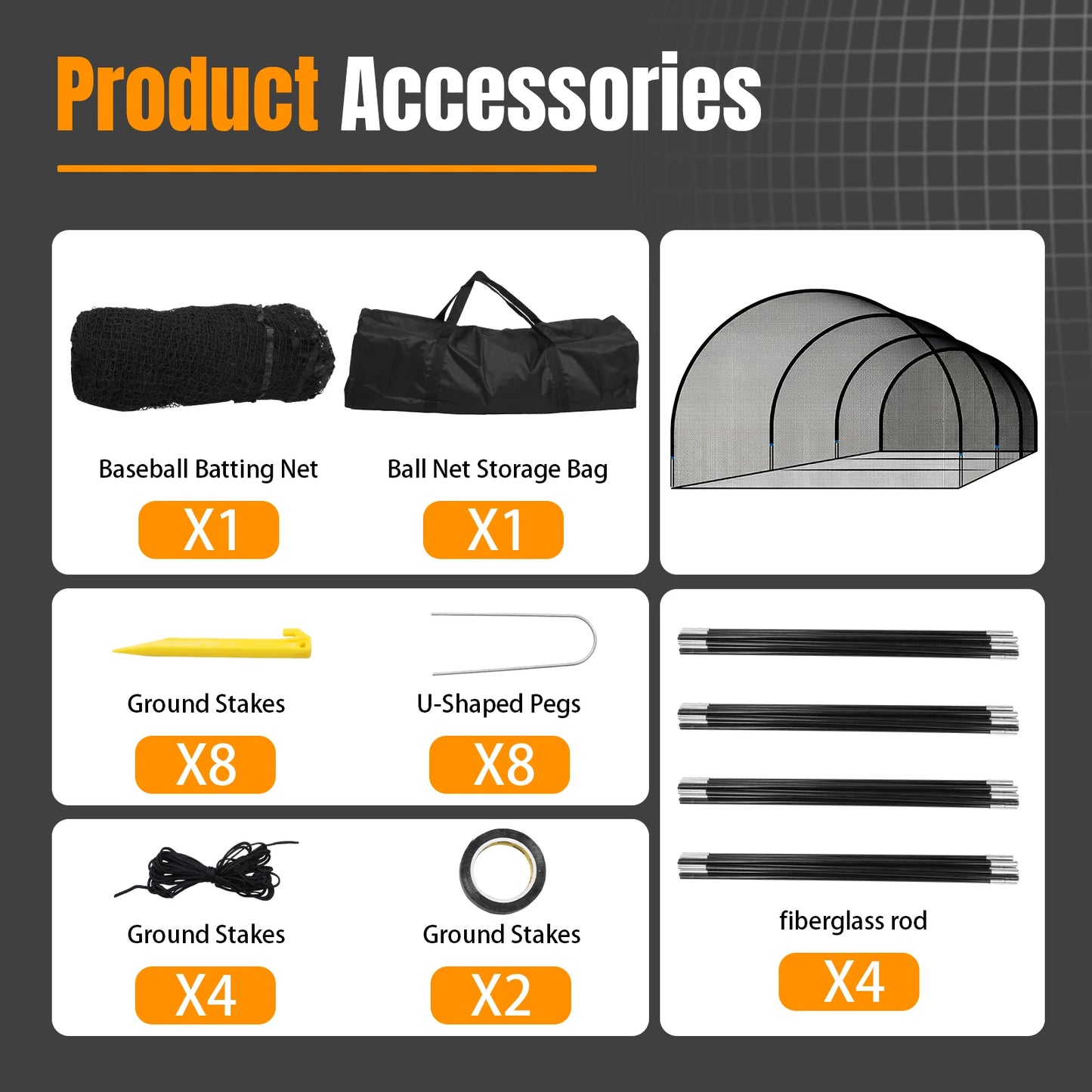 30FT Golf Softball Baseball Net for Backyard Portable Baseball & Softball Batting Cage for Practice Hitting Equipment