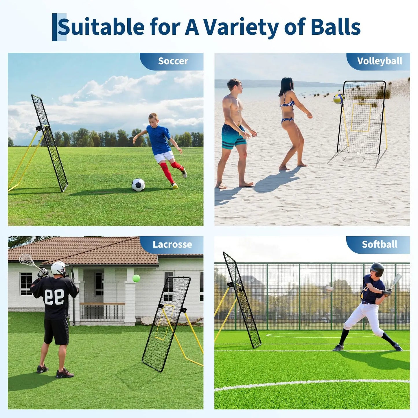 7x4 ft Volleyball Rebounder Net – Adjustable Multi-Angle Bounce-Back Trainer for Bumping, Setting, Spiking & Serving