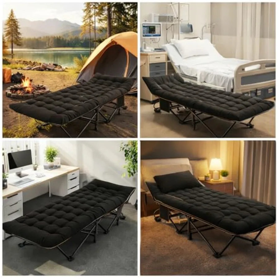 Camping Cot for Adults Folding Sleeping Cot with Mattress 500 lb Capacity Heavy Duty Outdoor Folding Sleeping Bed Portable Cot