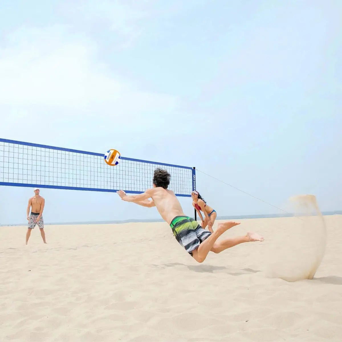 Professional Outdoor Volleyball Net Set with Adjustable Poles, Anti-Sag Design for Backyard Beach Grass Use