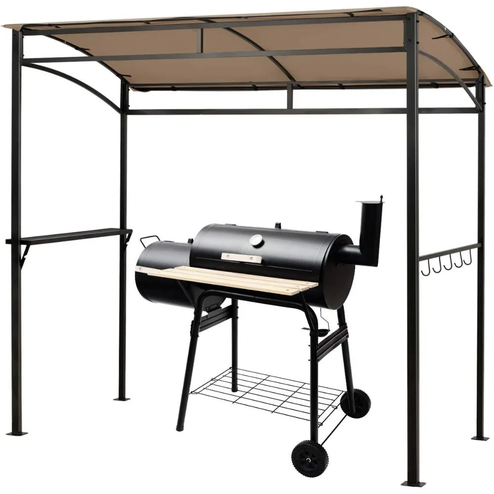 7x4.4ft Grill Gazebo, Patio Outdoor Backyard BBQ Canopy Shelter, Soft Top, Heavy-Duty Steel Construction, Storage, Customized