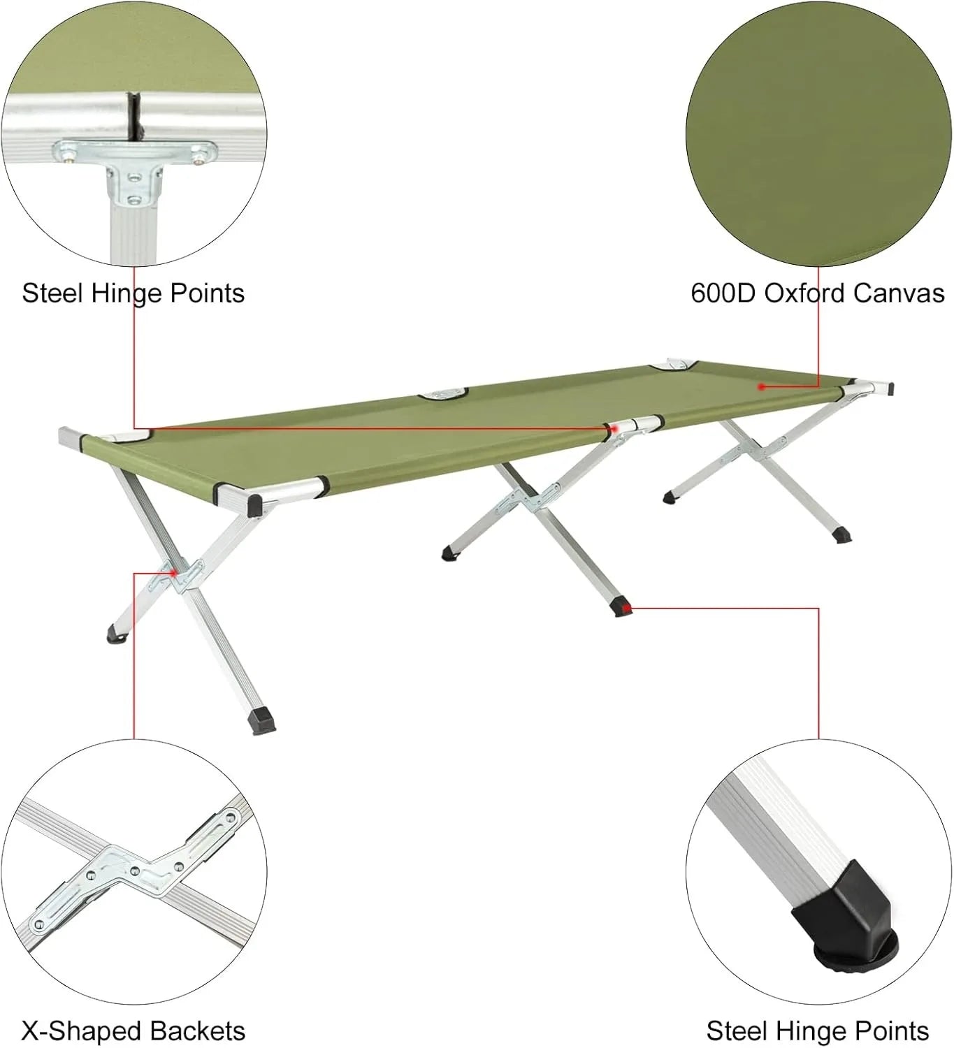 Folding Camping Cot,Outdoor Portable Camp Bed, Sleeping Cots with Carry Bag Green