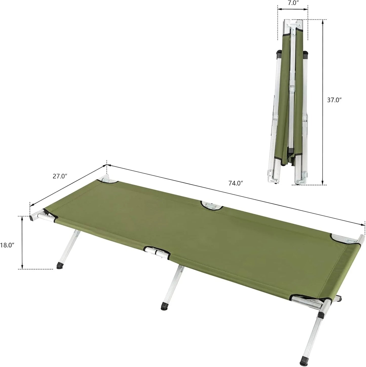 Folding Camping Cot,Outdoor Portable Camp Bed, Sleeping Cots with Carry Bag Green