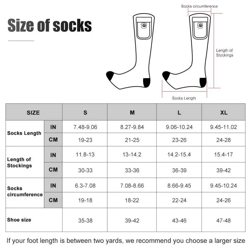 SNOW DEER-Rechargeable Electric Heated Socks for Men and Women, Snowboarding Stocking, Cycling Socks, Three Settings, Winter