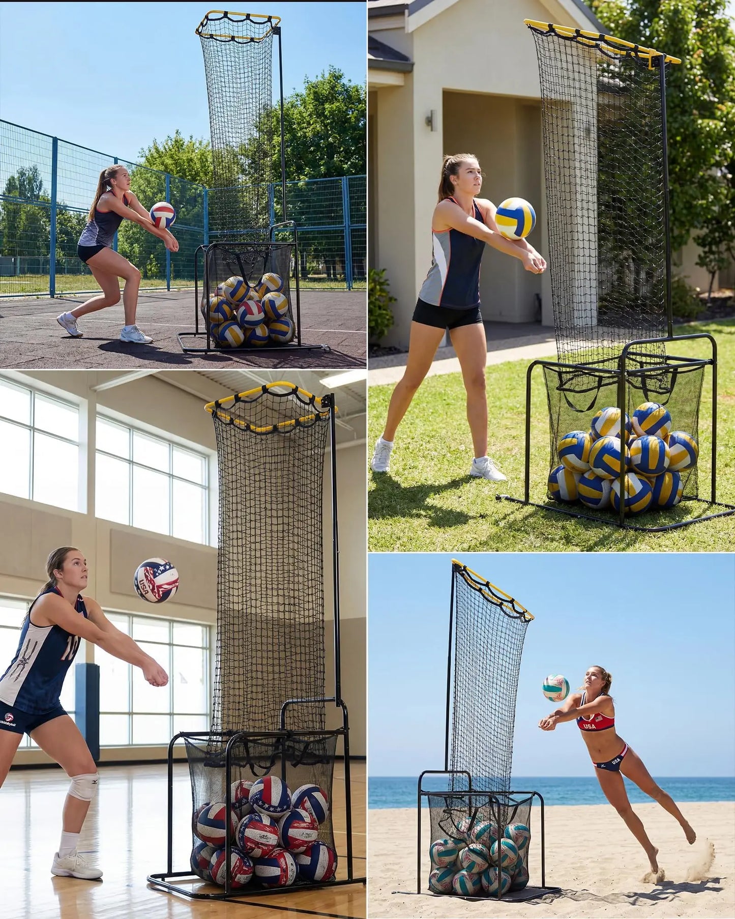 Adjustable Volleyball Setter Training Net – 5 Angles & Heights, Portable Trainer with Locking Wheels for Setting, Serving