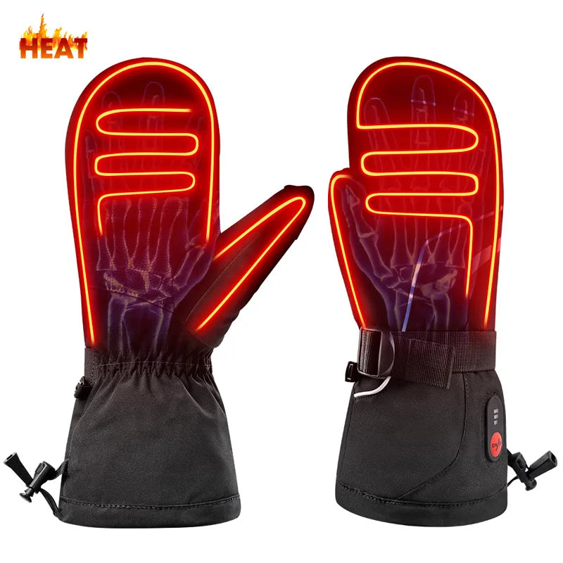 SNOW DEER Electric Heating Glove for Winter Thermal Gloves Rechargeable for Men Women Waterproof Heated Ski Mittens with Battey