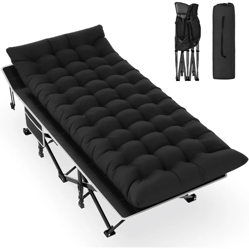 Slendor Camping Cot, Folding Camping Cots for Adults, Portable Sleeping Cot with Carry Bag, 1200D Double Layer Oxford,