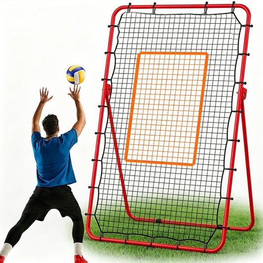 Volleyball Rebound Net with 5 Adjustable Angles, Heavy Duty Metal Frame Bounce Back Training Net for Lacrosse Baseball Softball