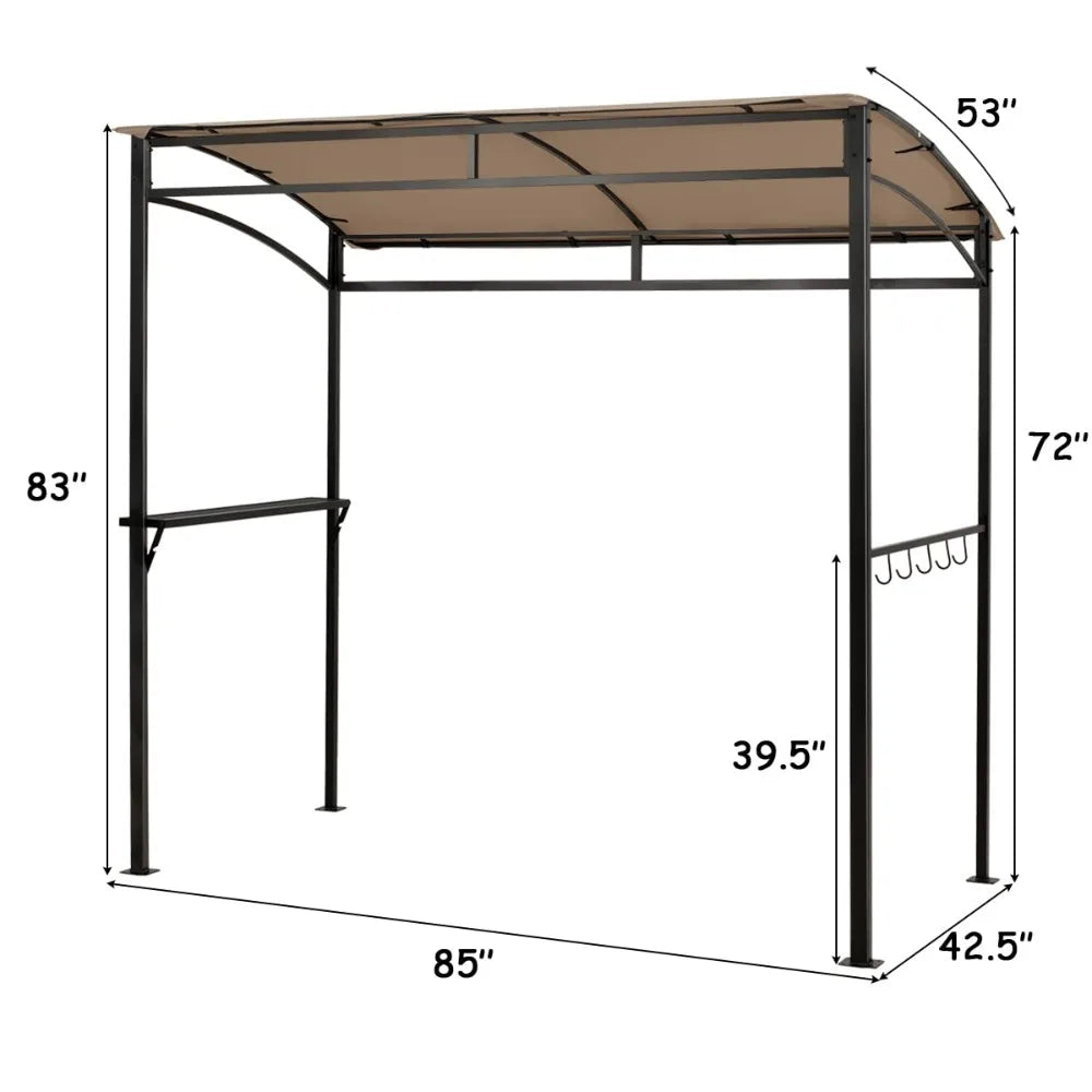 7x4.4ft Grill Gazebo, Patio Outdoor Backyard BBQ Canopy Shelter, Soft Top, Heavy-Duty Steel Construction, Storage, Customized