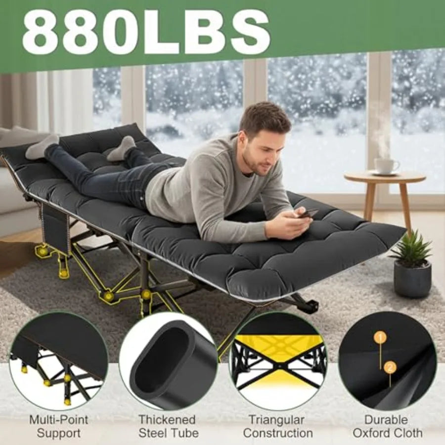 Camping Cot for Adults Folding Sleeping Cot with Mattress 500 lb Capacity Heavy Duty Outdoor Folding Sleeping Bed Portable Cot