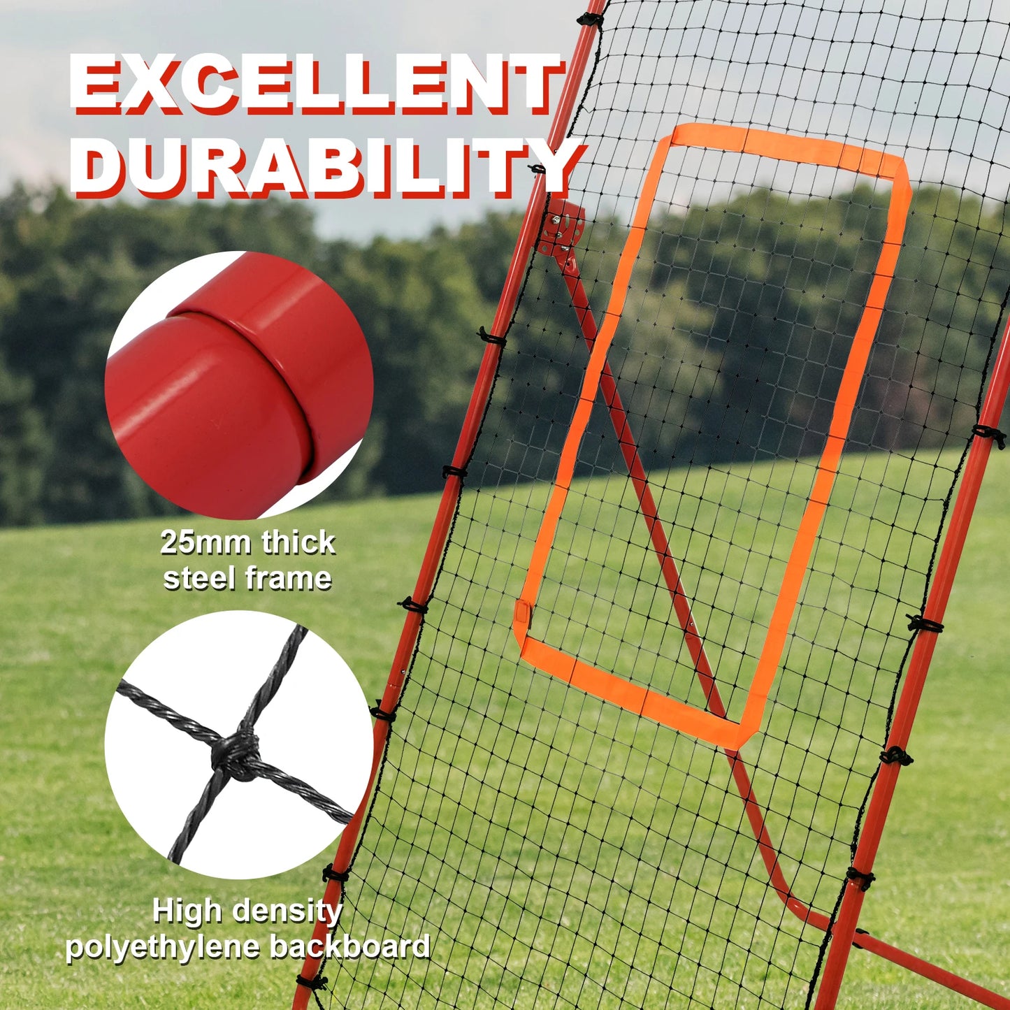 Volleyball Rebound Net with 5 Adjustable Angles, Heavy Duty Metal Frame Bounce Back Training Net for Lacrosse Baseball Softball