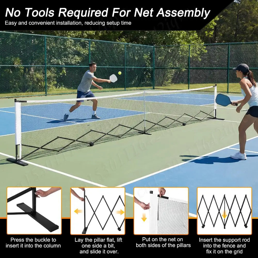 Stable Pickleball Metal Frame with Wheels Pickleball Training Netting Aluminum Alloy 22ft for Backyards Driveways & Garages