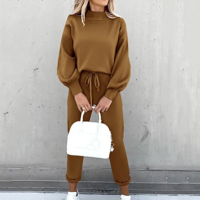 Autumn Winter 2Pcs Set Women Tracksuit Long Sleeve Pullover Warm Top Hoodie+Jogger Pants Solid Outfit Sport Suit Sets
