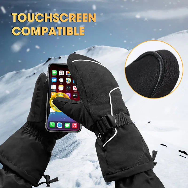 SNOW DEER Electric Heating Glove for Winter Thermal Gloves Rechargeable for Men Women Waterproof Heated Ski Mittens with Battey