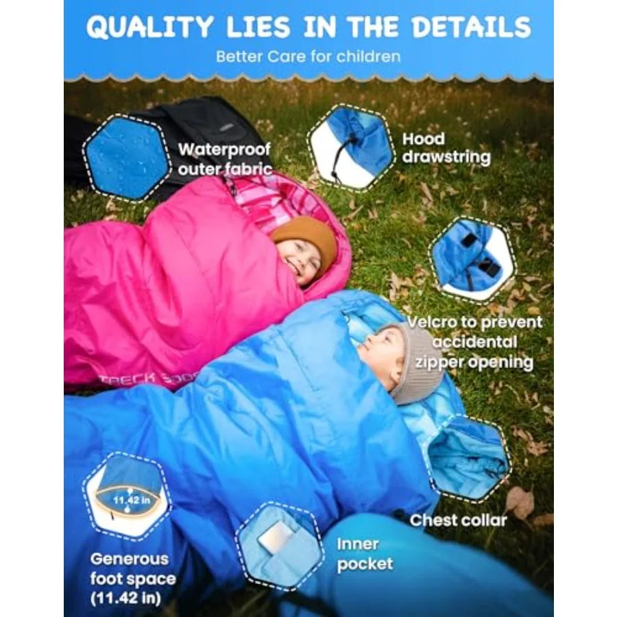 45°F Sleeping Bag Lightweight Waterproof and Compact Flannel Sleeping Bags Cold Weather and Warm Youth Essentials Gear Accessor
