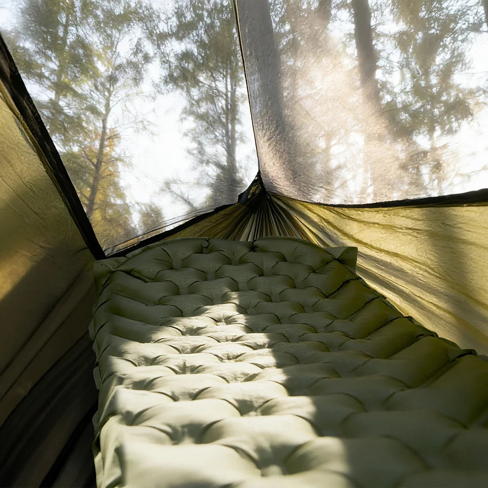 Night Cat Camping Hammock Outdoor: Portable Hammock with Mosquito Net and Sleeping Pad Lightweight for 1 Person for Wild Travel