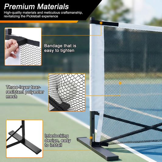 Retractable Pickleball Nets with Wheels Pickle Balls Net Set System Aluminum Alloy 22ft for Backyards Driveways & Garages