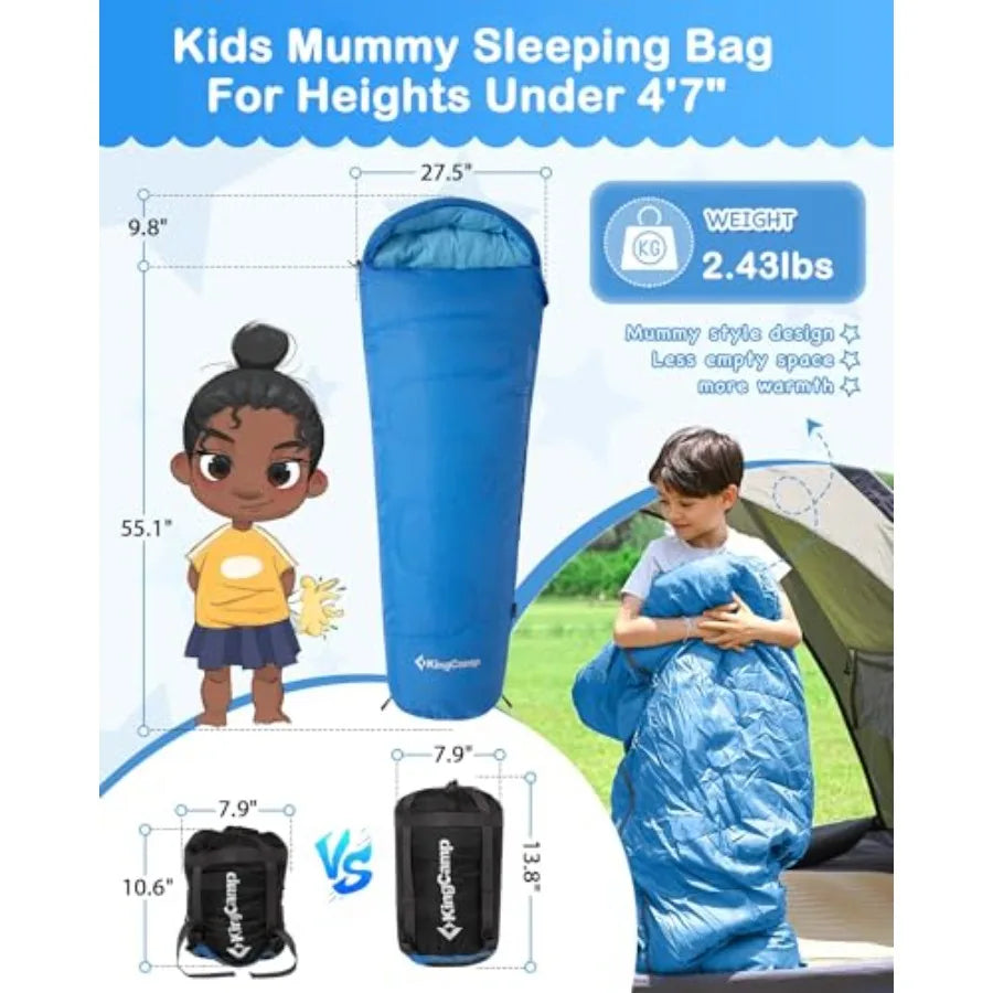 45°F Sleeping Bag Lightweight Waterproof and Compact Flannel Sleeping Bags Cold Weather and Warm Youth Essentials Gear Accessor