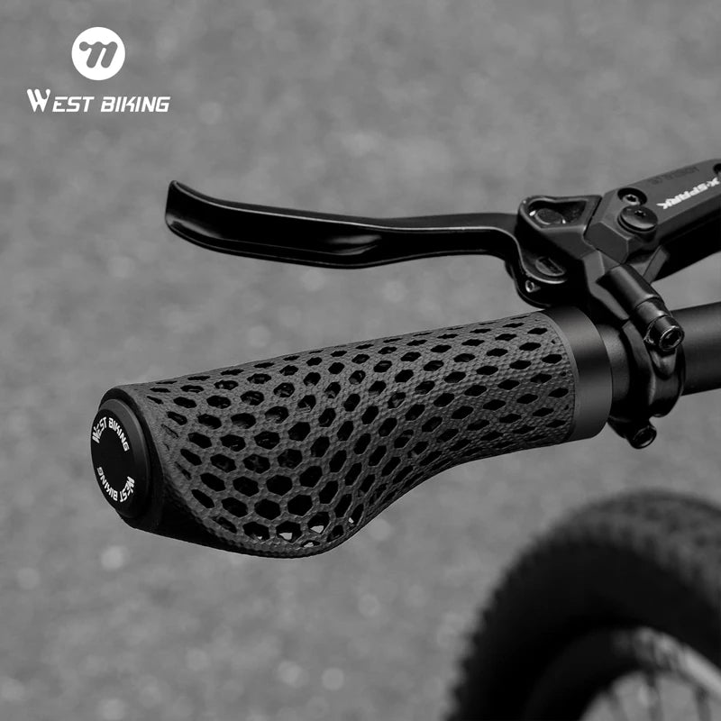 WEST BIKING 3D Printed Bicycle Grips Shock Absorption MTB Mountain Bike Handlebar Cover Ergonomic Cycling Handle Grip Bike Parts