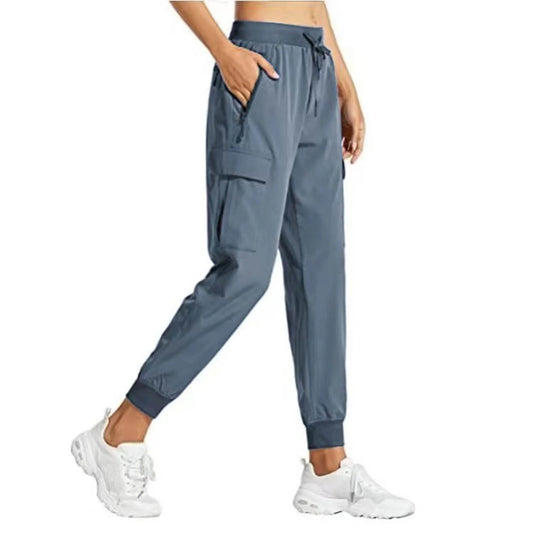 Women'S Cargo Trousers Soild Bunched Feet Sweatpant Lightweight Hiking Pants Athletic Workout Jogging Pants Pockets брюки