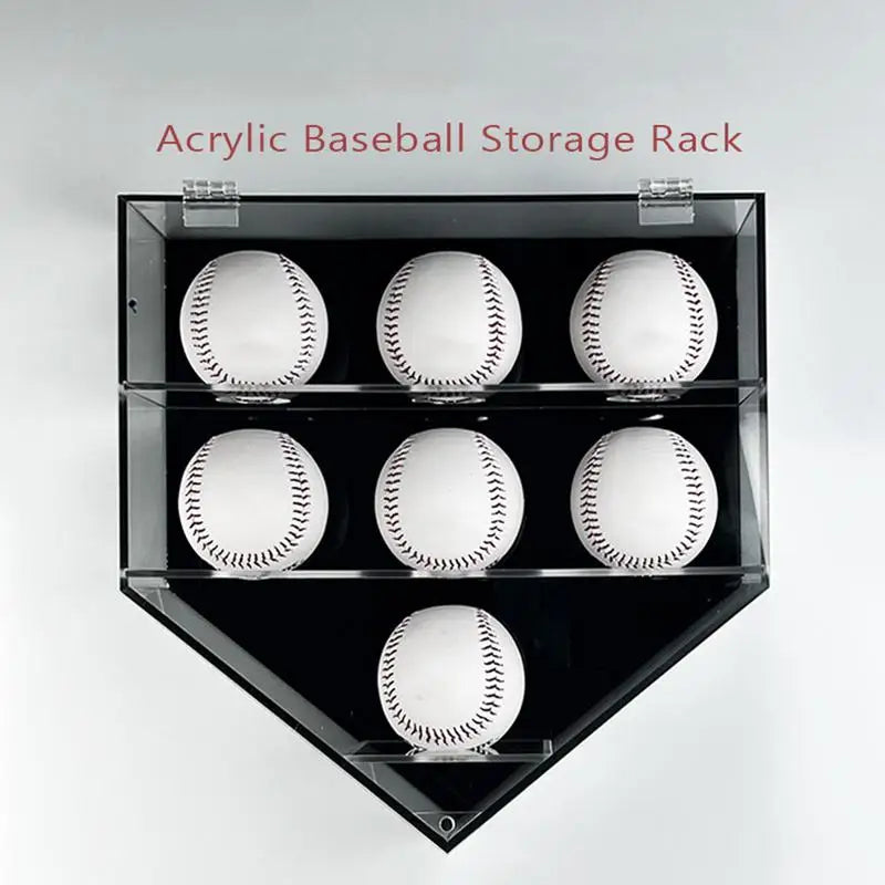 Display Baseball Holder 7-Hole Wall Mount Baseball Organizer Acrylic Storage Case Baseball Shelf Dustproof Tennis Ball Display