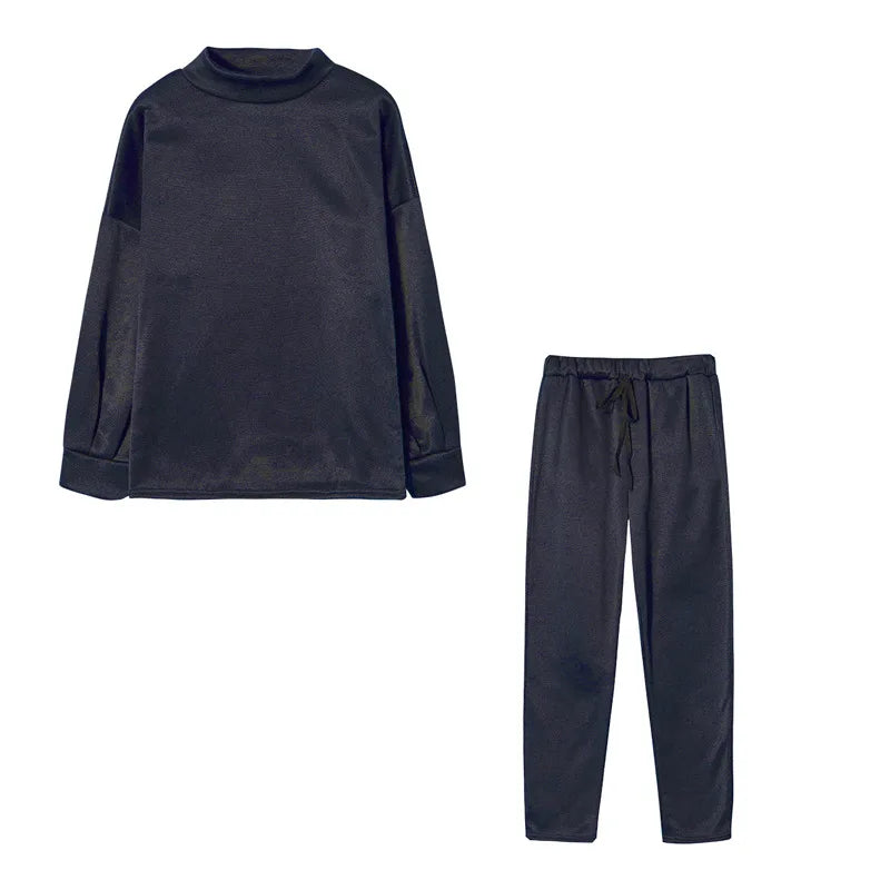 Autumn Winter 2Pcs Set Women Tracksuit Long Sleeve Pullover Warm Top Hoodie+Jogger Pants Solid Outfit Sport Suit Sets