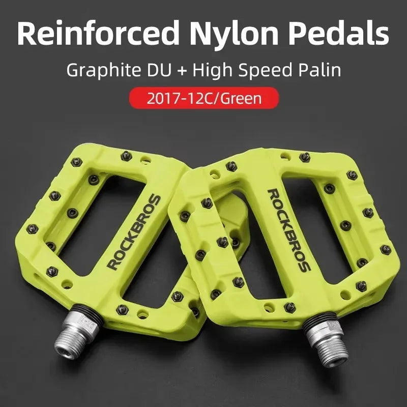 ROCKBROS Cycling MTB Bike Bicycle Pedals Ultralight Seal Bearings Nylon Molybdenum Pedals Durable Widen Area Bike Bicycle Part