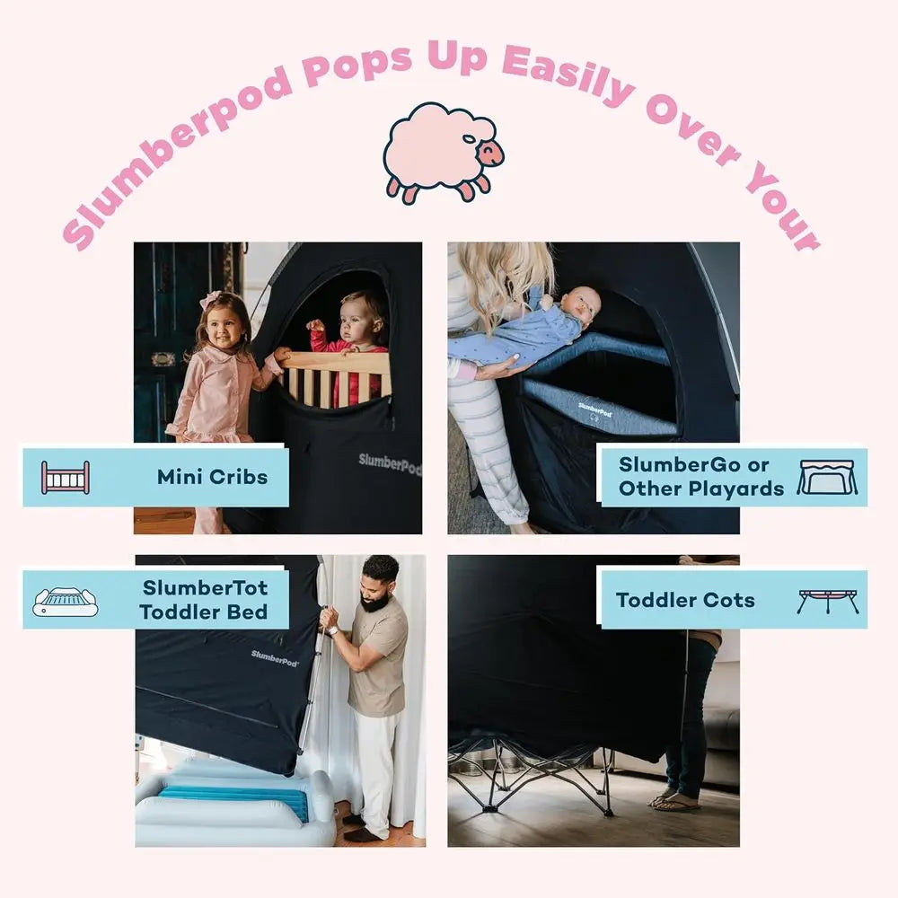 Sleep Tent for Travel, Portable Mini Crib Cover for Babies and Toddlers, Light-Blocking Sleep Pod with Monitor Pouch and Storage