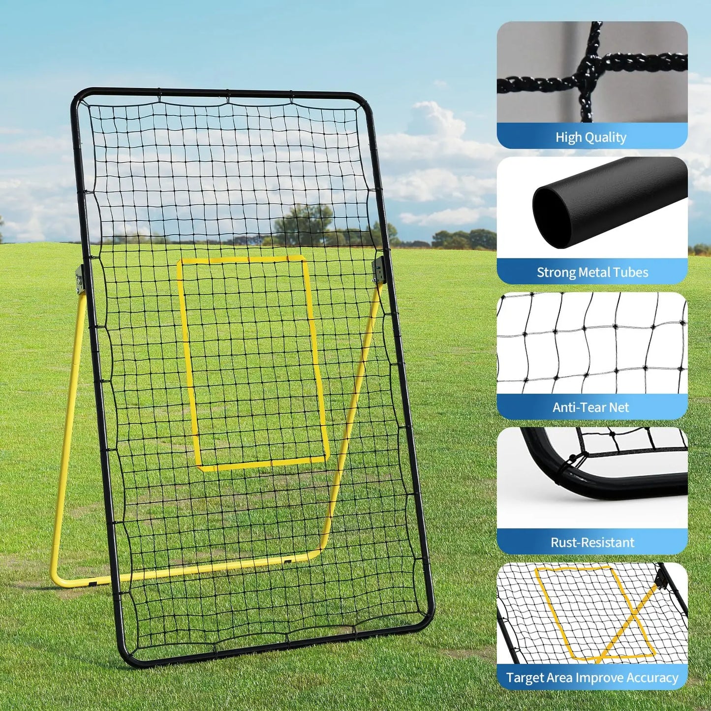 7x4 ft Volleyball Rebounder Net – Adjustable Multi-Angle Bounce-Back Trainer for Bumping, Setting, Spiking & Serving