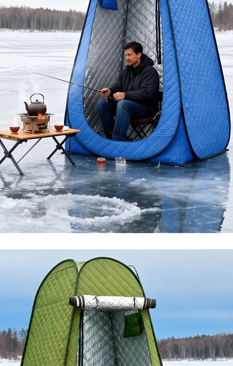 Pop-Up Winter Tent 3-Layer Thickened Portable Quick-Opening Heavy-Duty Oxford Cloth Ice Fishing Shelter Suitable for Ice Fishing