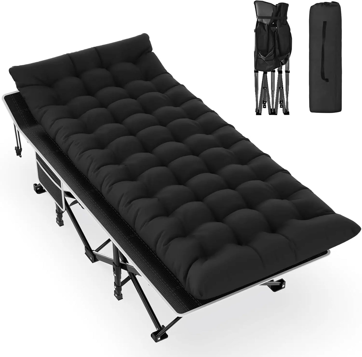 Slendor Camping Cot, Folding Camping Cots for Adults, Portable Sleeping Cot with Carry Bag, 1200D Double Layer Oxford,