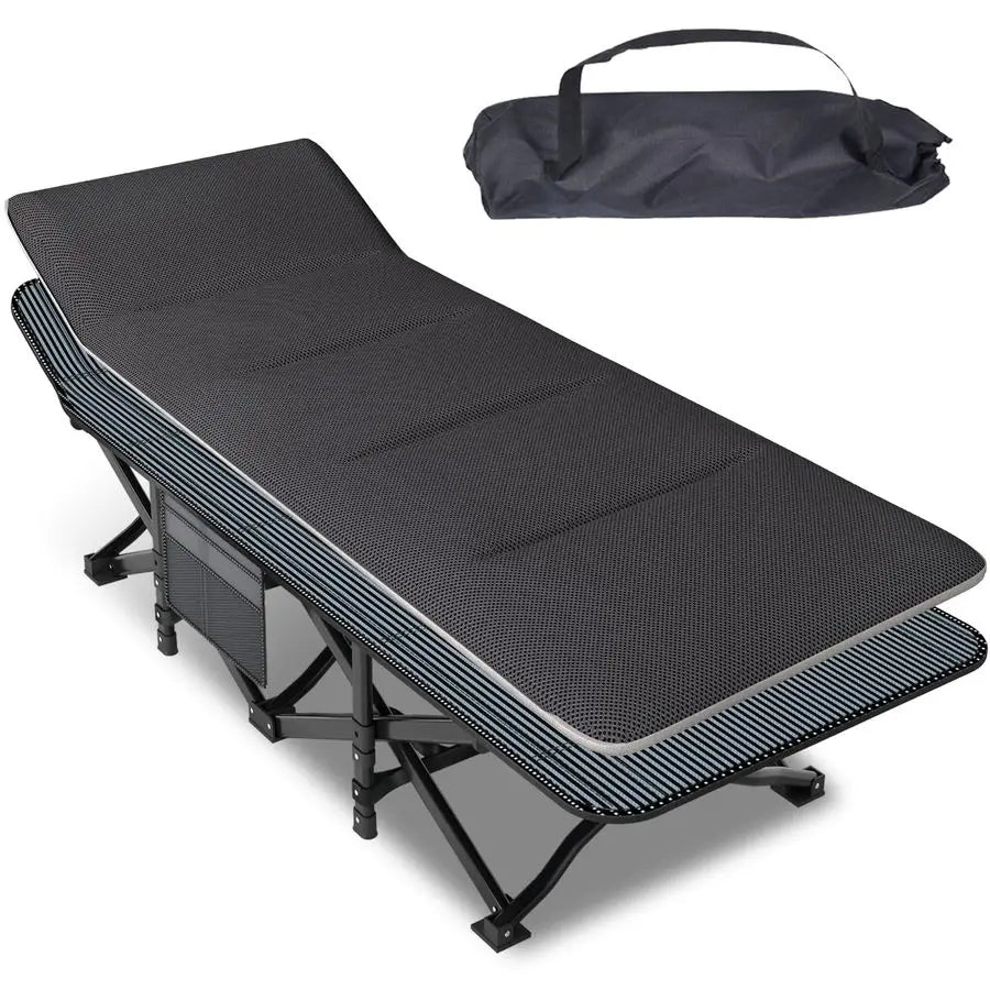 Cot for Adults, Folding Bed with Comfortable Cushion, Tent Portable Sleeping Bed with Carry Bag for Camp, Office Use, Outdoor, T