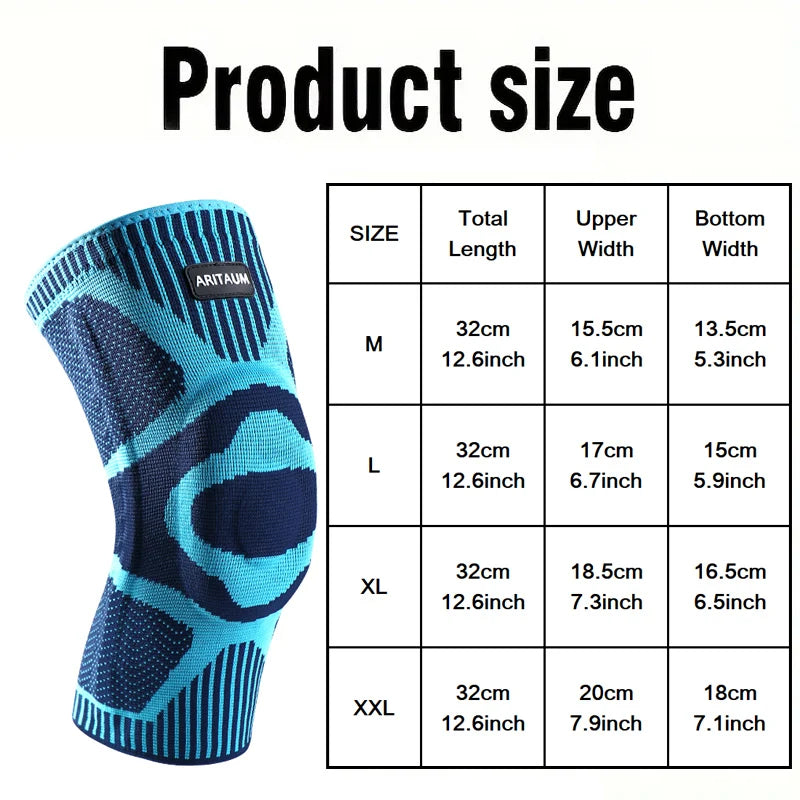 1 Pack of Professional Sports Knee Pads, Knee Pads, Meniscus Silicone Spring Support, Running Fitness, Basketball, Tennis, Badminton, Volleyball Knee Pads