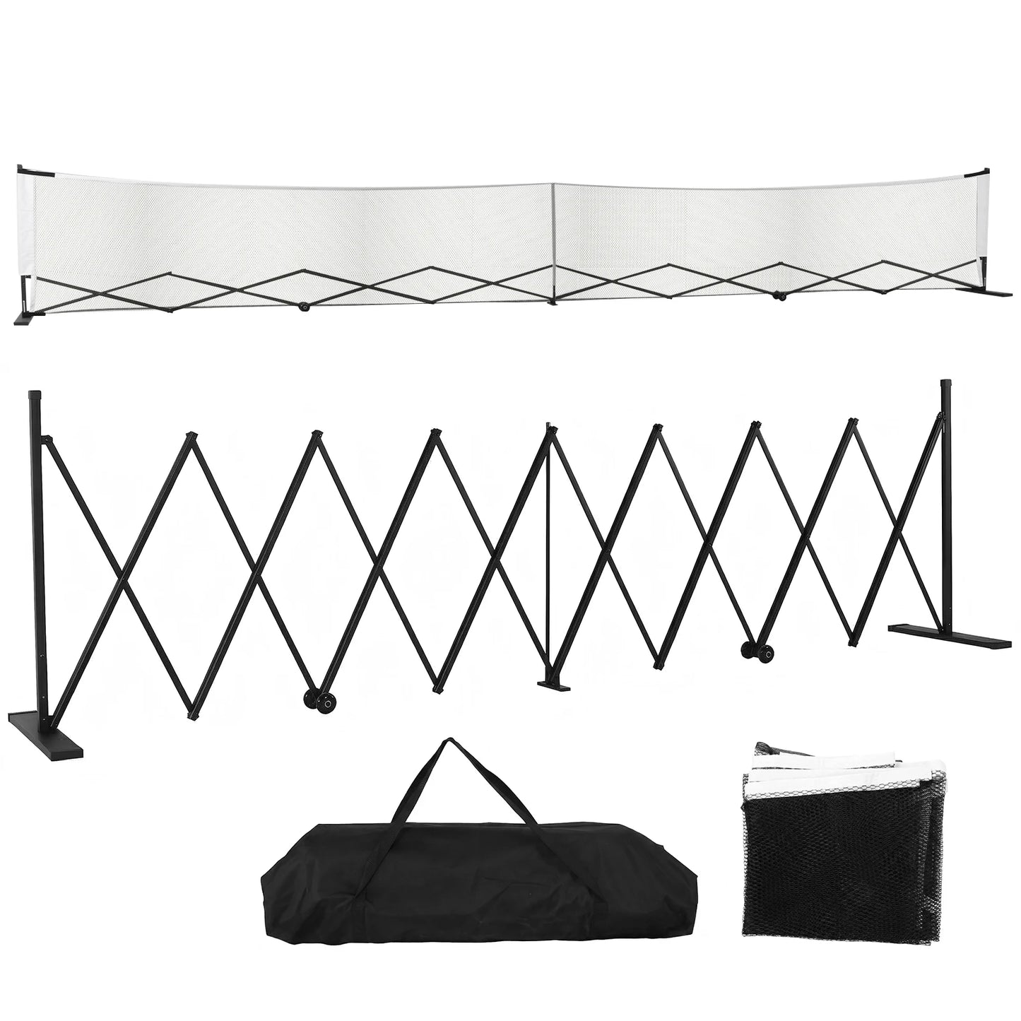 Stable Pickleball Metal Frame with Wheels Pickle Balls Net Set System Aluminum Alloy 22ft for Backyards Driveways & Garages