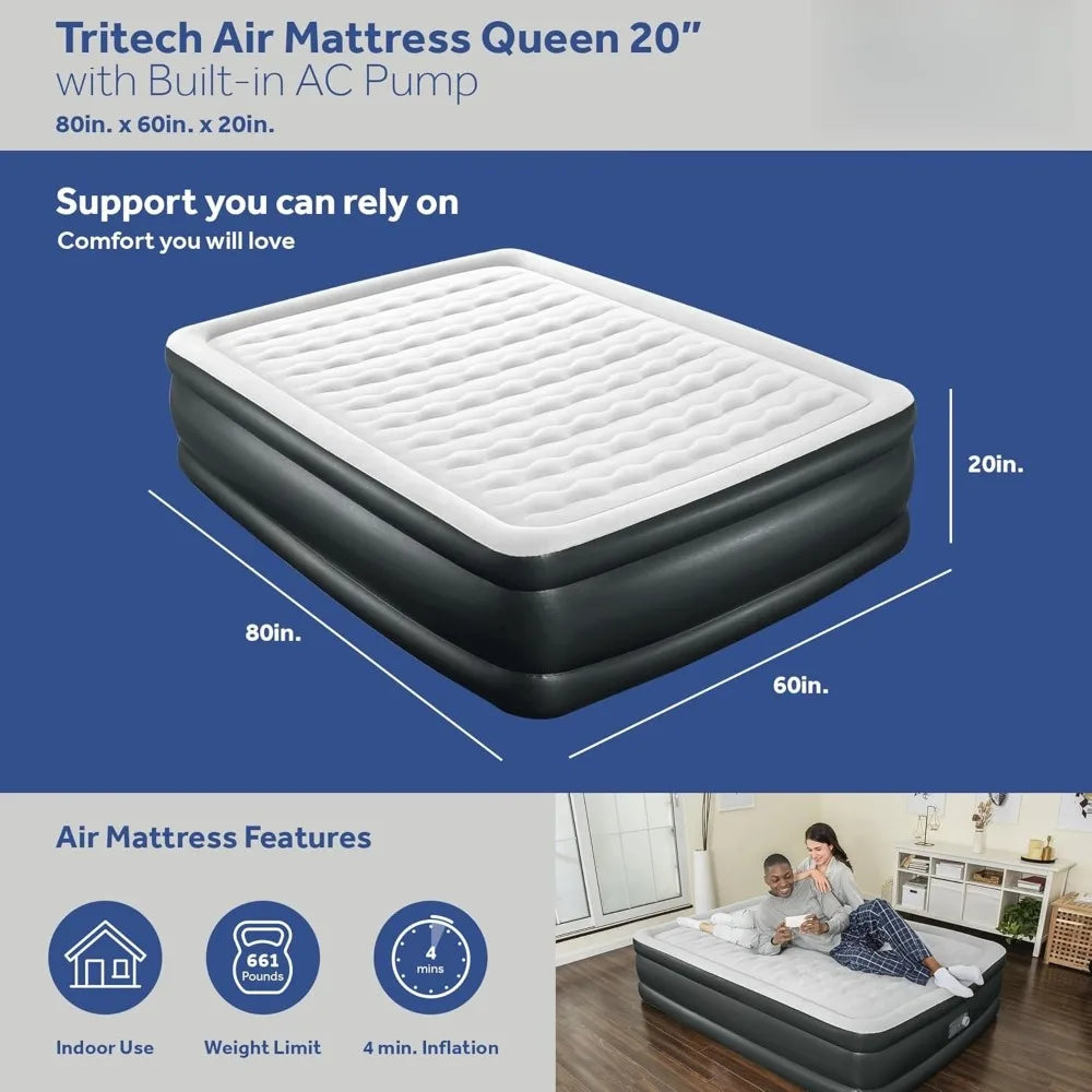 Tritech   Air Mattress Bed 2 Person w/Built-in AC Pump & Bag Customized