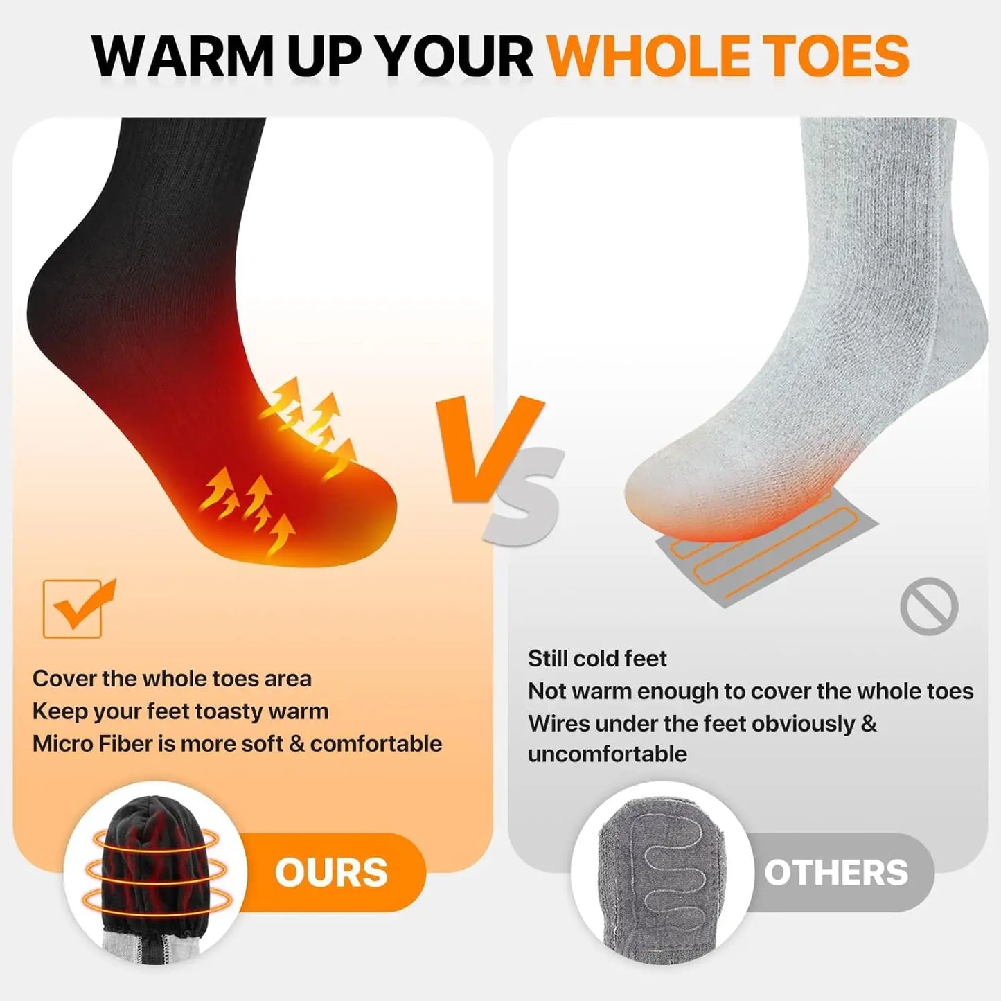 Snow Deer SS02B Winter Heated Sock Thermal Stockings Woman Men Ski Camping Warm Socks Sports Foot Warmer Rechargeable Battery