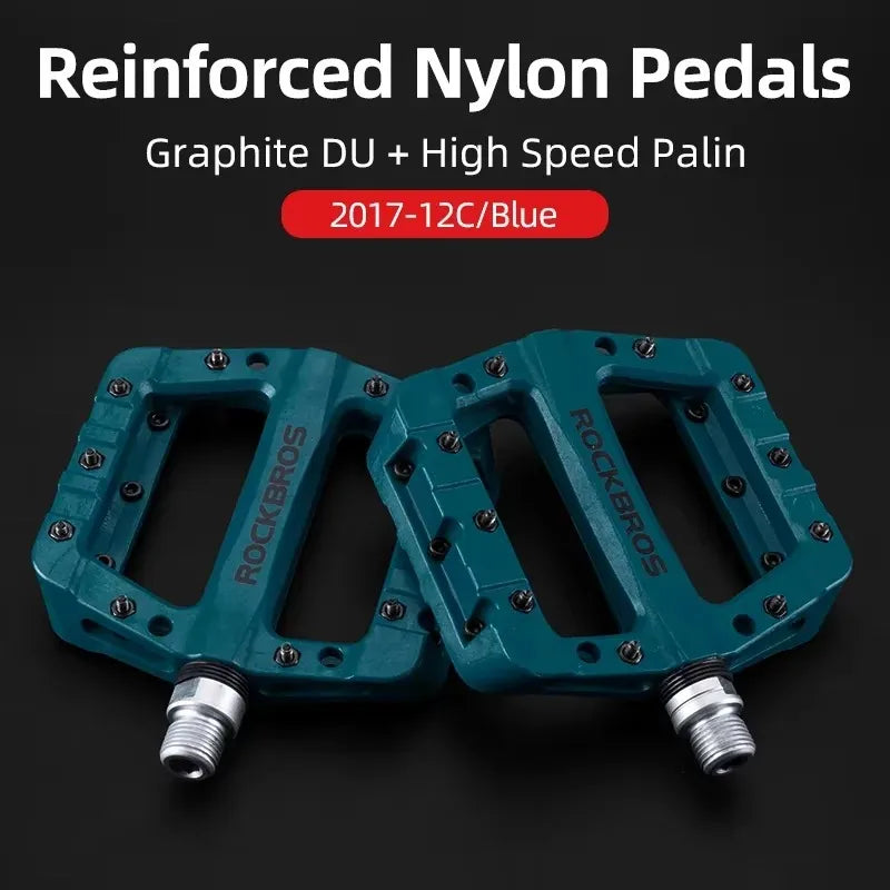 ROCKBROS Cycling MTB Bike Bicycle Pedals Ultralight Seal Bearings Nylon Molybdenum Pedals Durable Widen Area Bike Bicycle Part