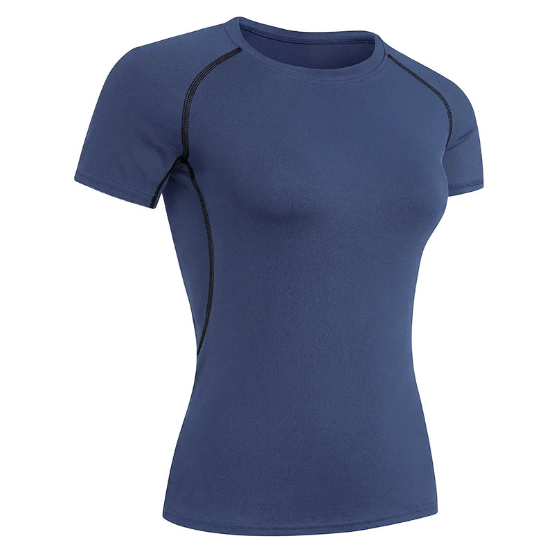 Women's Compression Shirt Short Sleeve Athletic Yoga Running T-Shirt Summer Gym Workout Quick Dry Stretchy Tees Tops Baselayer