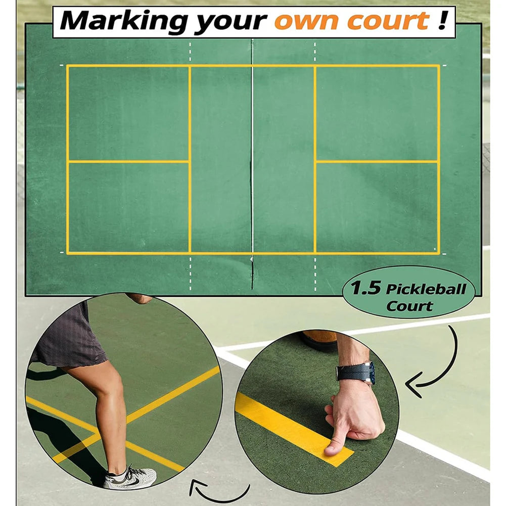 20M Outdoor Pickleball Court Tape Cut Freely Pickleball Court Marking Tape Basketball Tennis Court Tape for Outdoor Sports Court