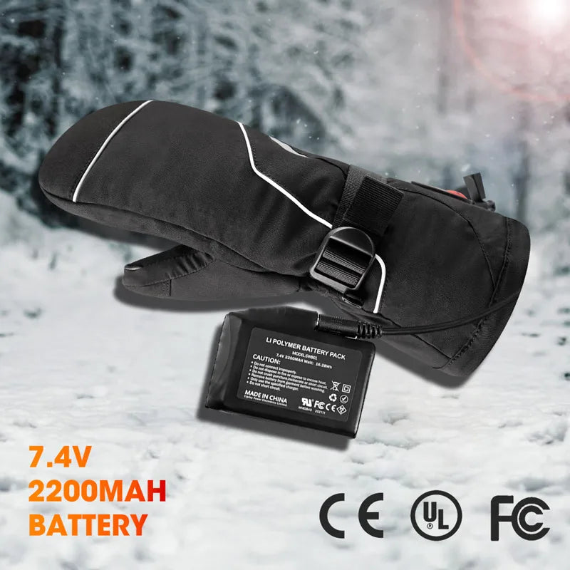 SNOW DEER Electric Heating Glove for Winter Thermal Gloves Rechargeable for Men Women Waterproof Heated Ski Mittens with Battey