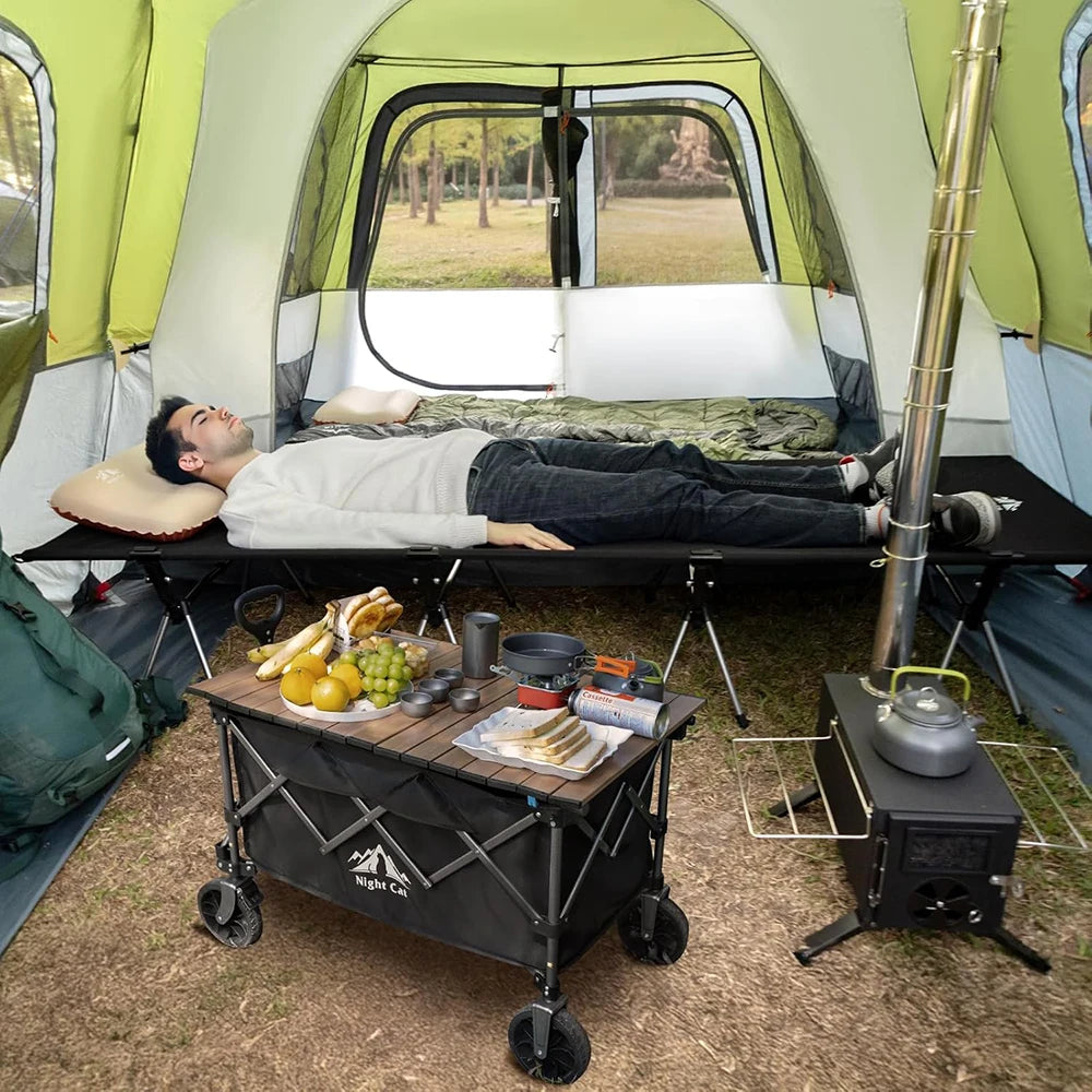 Night Cat Camping Cot Bed - Portable Folding Sleeping Cots for Adults 1-Person Outdoor Elevated Off-Ground Beds Easy Set-up