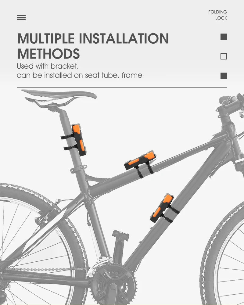 WEST BIKING Foldable Bicycle Lock Security Anti-theft Cycling Lock With 3 Keys Portable MTB Road Bike E-Bike Foldable Lock
