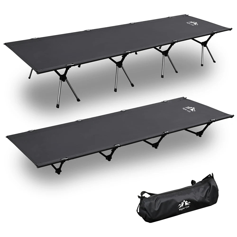 Night Cat Camping Cot Bed - Portable Folding Sleeping Cots for Adults 1-Person Outdoor Elevated Off-Ground Beds Easy Set-up