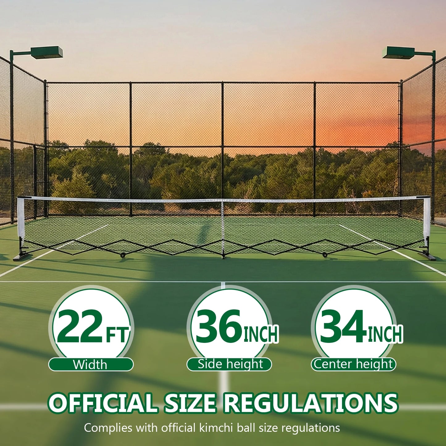 Pickleball Tennis Net 22FT Pickleball Net System with Steady Metal Frame Free Assembly & Carry Bag for Indoor and Outdoor Use