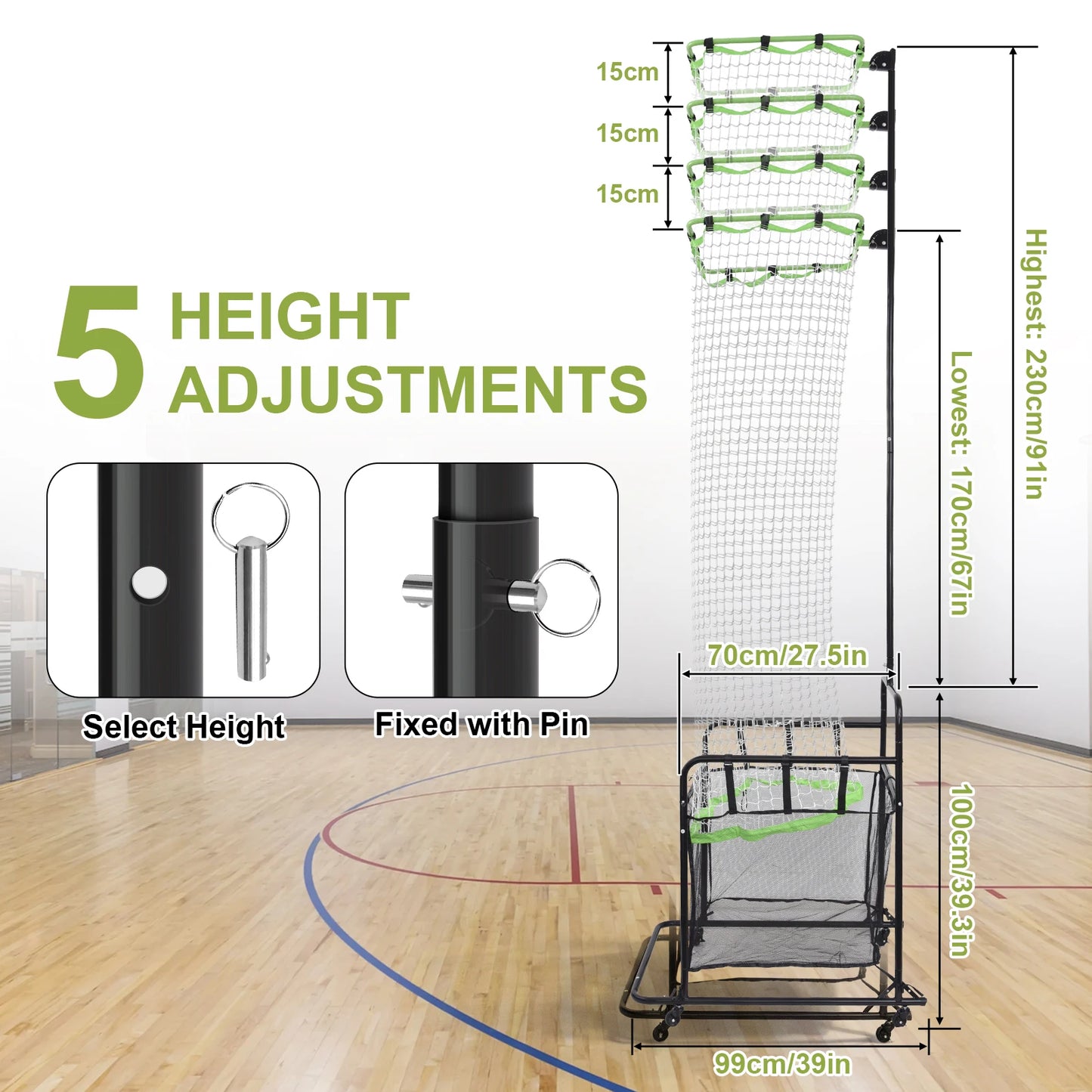 Volleyball Setter Training Equipment - Adjustable Volleyball Setting Trainer with Net for Indoor/Outdoor Practice