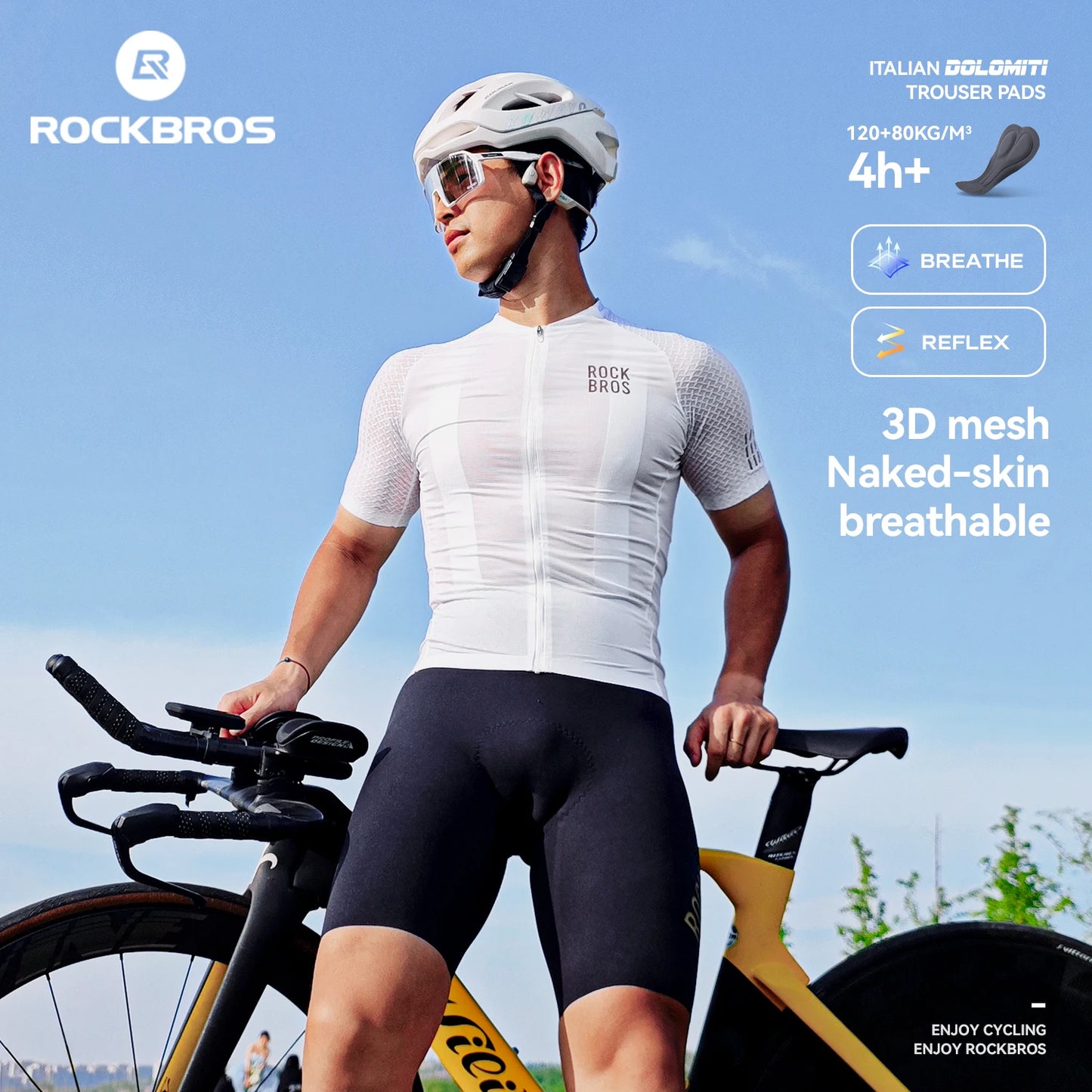 ROCKBROS Summer Cycling Short Sleeve Jersey Lightweight Quick Dry Breathable Sunscreen Jersey High Elastic Men Cycling Clothing